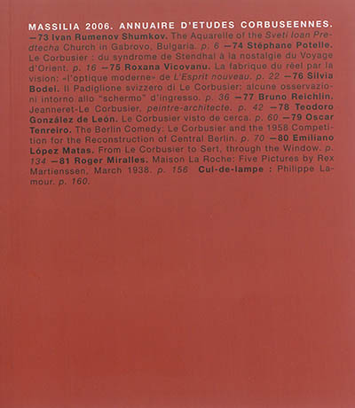 Massilia : annuaire d'études corbuséennes, n° 2006