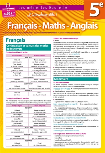 Français, maths, anglais 5e : l'intercalaire utile !