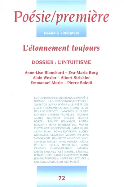 Poésie première, n° 72. L'étonnement toujours