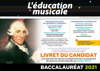 Education musicale (L'). Baccalauréat 2021 : livret du candidat