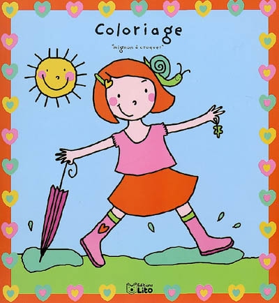 Coloriage mignon à croquer : la petite fille et l'escargot