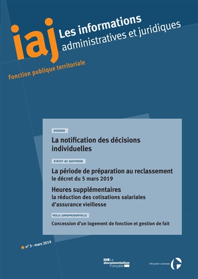 Informations administratives et juridiques, n° 3 (2019). La notification des décisions individuelles