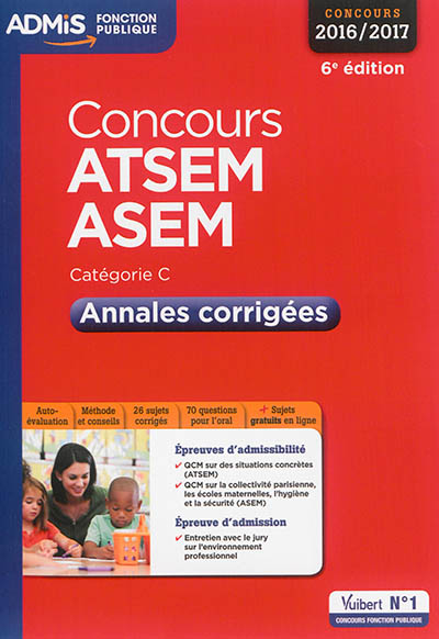 ATSEM, ASEM, concours 2016-2017 : catégorie C : annales corrigées