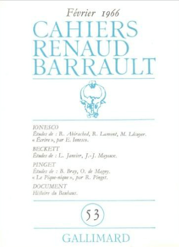 cahiers renaud-barrault, n° 53. ionesco, beckett, pinguet