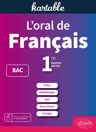 L'oral de français : 1re toutes séries, L, ES, S : fiches, méthodologie, quiz, oraux blancs, corrigés
