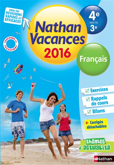 Nathan vacances 2016, de la 4e vers la 3e : français