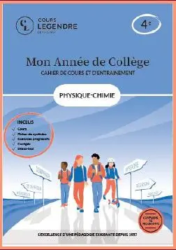 Mon année de collège : physique chimie 4e : cahier de cours et d'entraînement