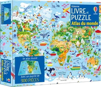 Atlas du monde : Coffrets livre et puzzle (300 pièces) : Dès 7 ans