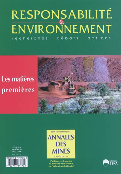 Responsabilité et environnement, n° 58. Les matières premières