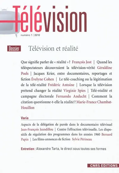 Télévision, n° 1. Télévision et réalité