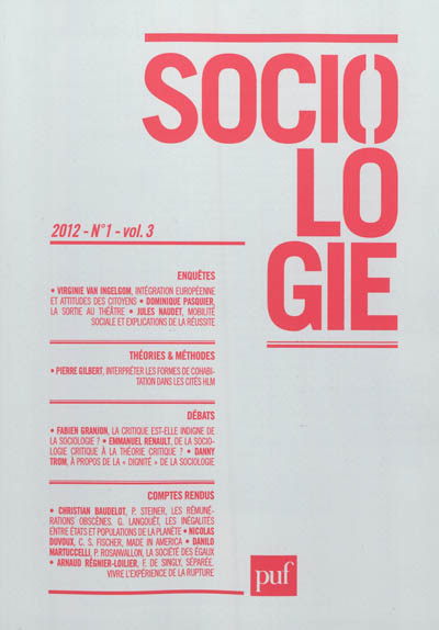 Sociologie, n° 1 (2012)