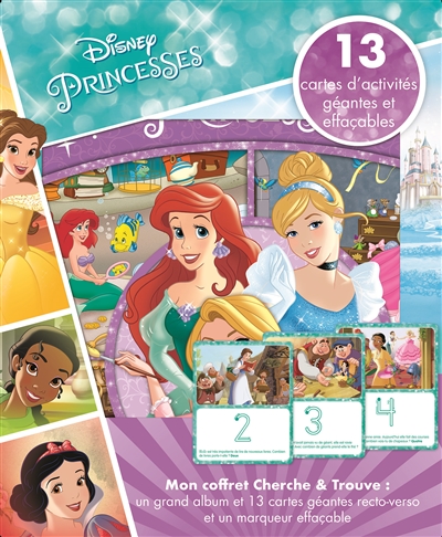 Disney Princesses : mon coffret cherche et trouve : 13 cartes d'activités géantes et effaçables