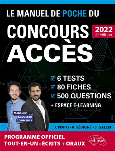 Le manuel de poche du concours Accès 2022 : 6 tests, 80 fiches, 500 questions + espace e-learning
