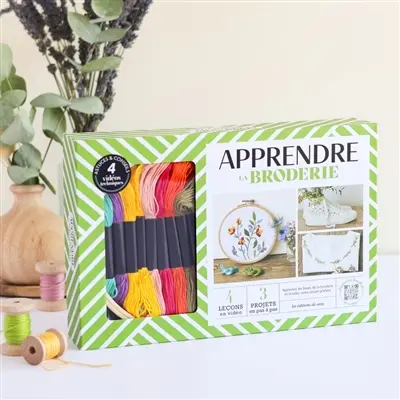 Apprendre la broderie : apprenez les bases de la broderie et brodez votre projet préféré : 4 leçons en vidéo, 3 projets en pas à pas