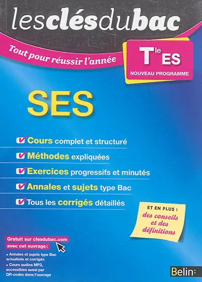 SES terminale ES : nouveau programme