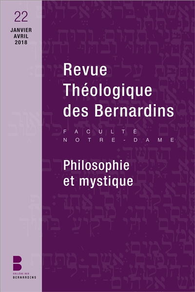 Revue théologique des Bernardins, n° 22. Philosophie et mystique