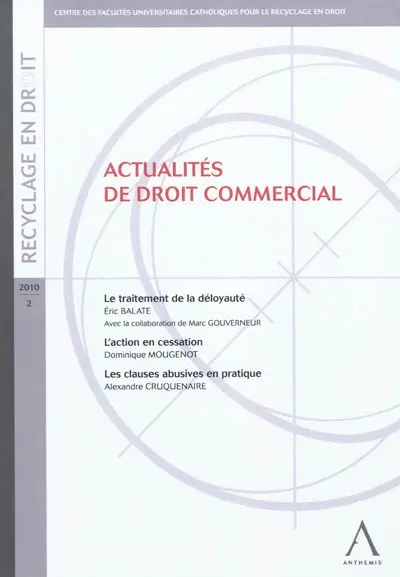 Actualités de droit commercial