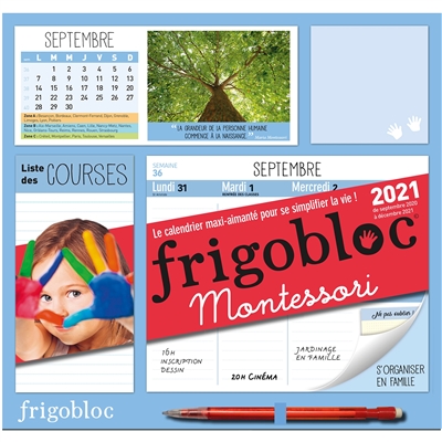 Frigobloc, le calendrier maxi-aimanté pour se simplifier la vie ! : Montessori : de septembre 2020 à décembre 2021