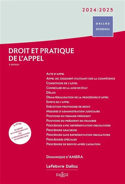 Droit et pratique de l'appel : 2024-2025