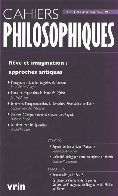 Cahiers philosophiques, n° 159. Rêve et imagination : approches antiques