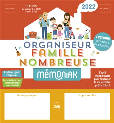 Organiseur famille nombreuse 2022 : de septembre 2021 à août 2022