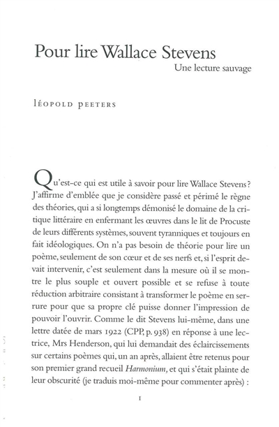 Pour lire Wallace Stevens :...