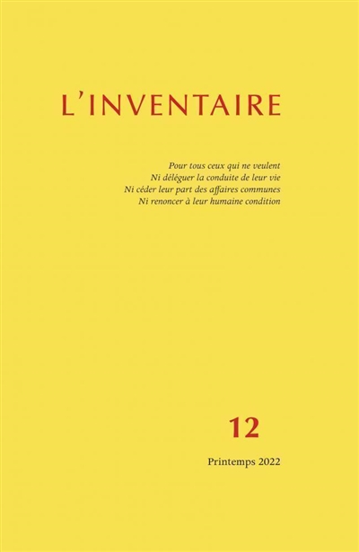Inventaire (L'), n° 12