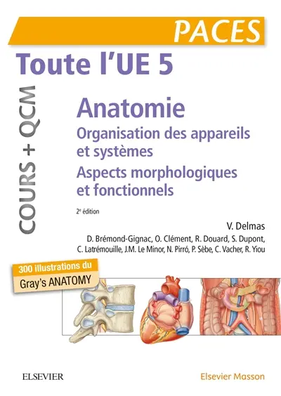 Paces, toute l'UE 5, anatomie : organisation des appareils et des systèmes, aspects morphologiques et fonctionnels : cours + QCM