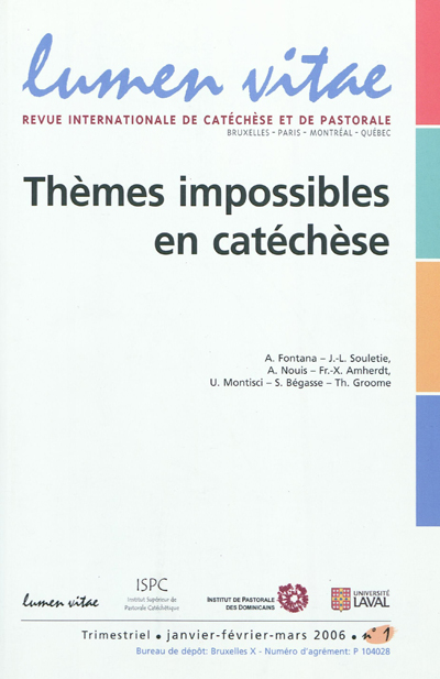Lumen vitae, n° 1 (2006)....