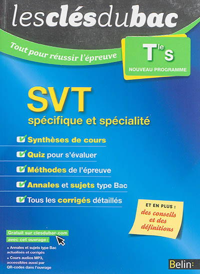 SVT terminale S, spécifique et spécialité : nouveau programme