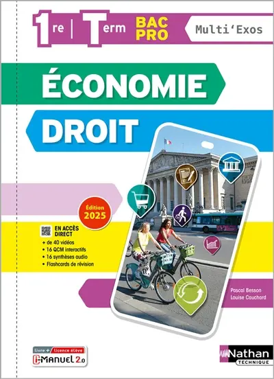 Economie, droit 1re, terminale bac pro : livre + licence élève