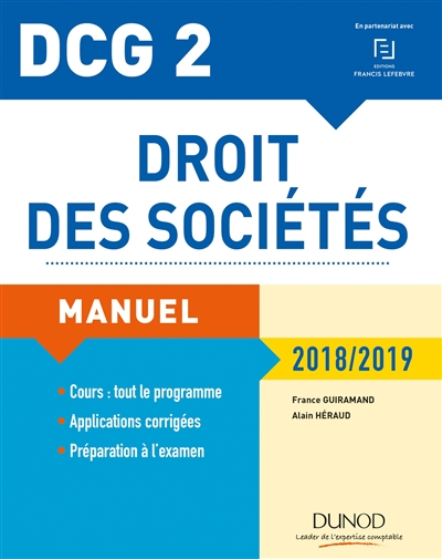 Droit des sociétés, DCG 2 : manuel : 2018-2019