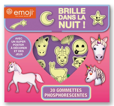 Emoji : brille dans la nuit ! : 30 gommettes phosphorescentes