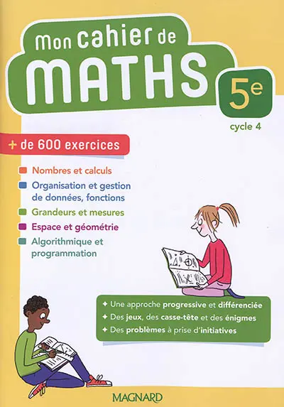 Mon cahier de maths 5e, cycle 4