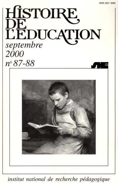 Histoire de l'éducation, n° 87-88. Bibliographie d'histoire de l'éducation française : titres parus au cours de l'année 1997 et suppléments des années antérieures