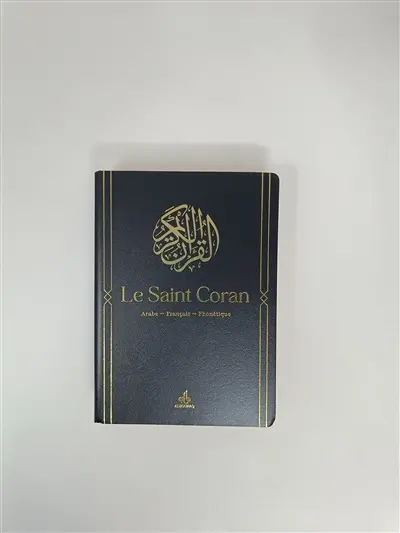 Le saint Coran : et la traduction en langue française du sens de ses versets, et la transcription en caractères latins, en phonétique : couverture cuir souple noir
