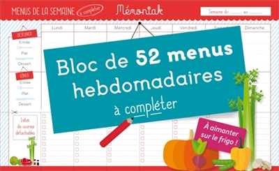 Bloc aimanté de 52 menus hebdomadaires à compléter Mémoniak