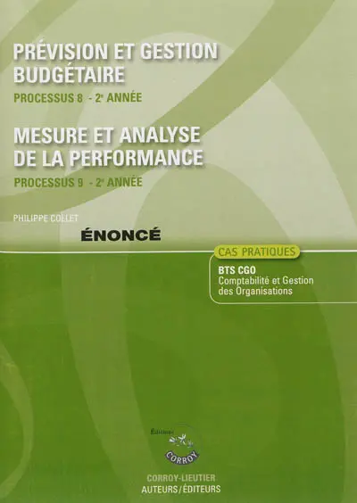 Prévision et gestion budgétaire : processus 8, 2e année, BTS CGO, cas pratiques : énoncé. Mesure et analyse de la performance : processus 9, 2e année, BTS CGO : énoncé