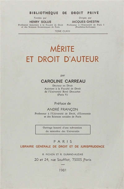 Mérite et droit d'auteur