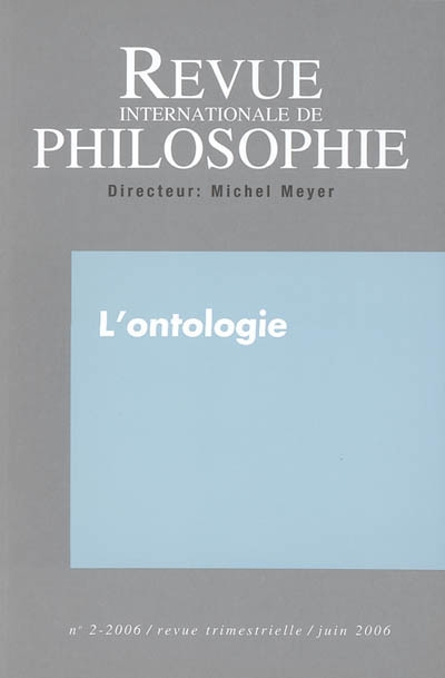 Revue internationale de philosophie, n° 236. L'ontologie