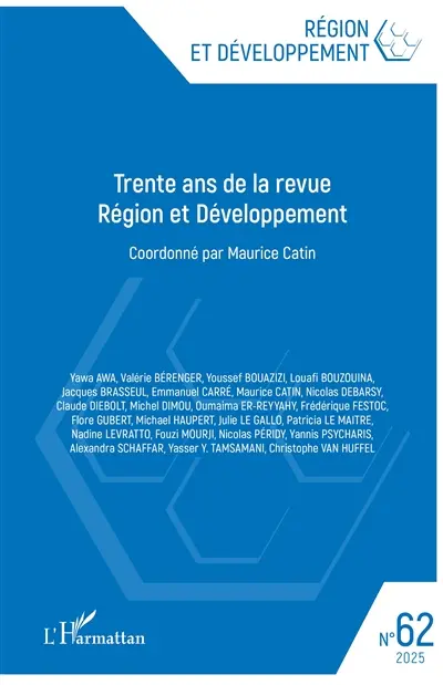 Région et développement, n° 62. Trente ans de la revue Région et développement