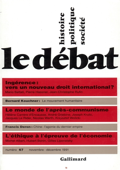 Débat (Le), n° 67. Ingérence : vers un nouveau droit international ?