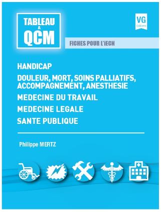 Handicap, douleur, mort, soins palliatifs, accompagnement, anesthésie, médecine du travail, médecine légale, santé publique : fiches pour l'iECN