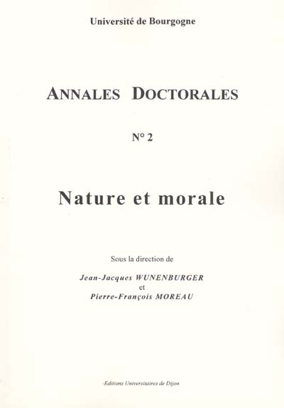 Nature et morale : actes de la journée d'études