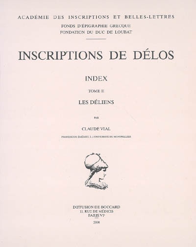 Inscriptions de Délos : index. Vol. 2. Les Déliens