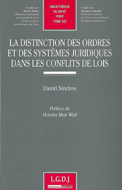 La distinction des ordres et des systèmes juridiques dans les conflits de lois