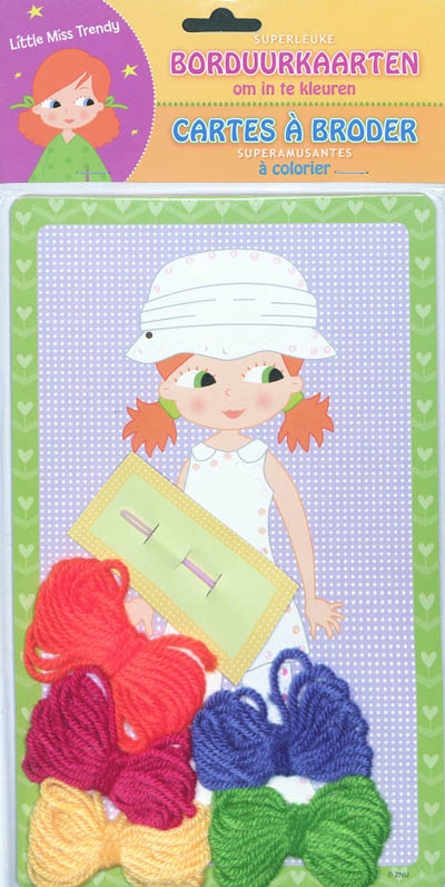 Little Miss Trendy : superleuke borduurkaarten om in te kleuren. Cartes à broder superamusantes à colorier