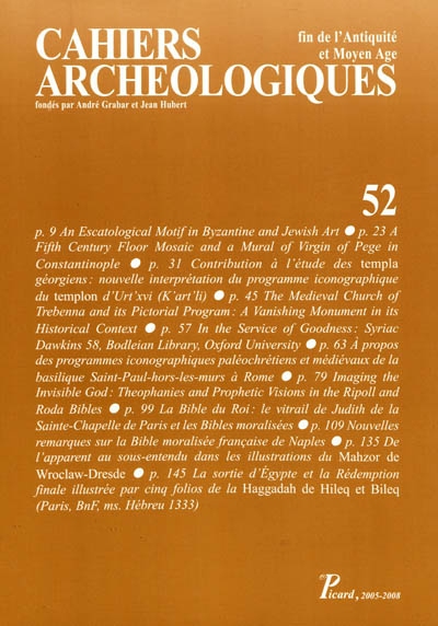 cahiers archéologiques (les), n° 52