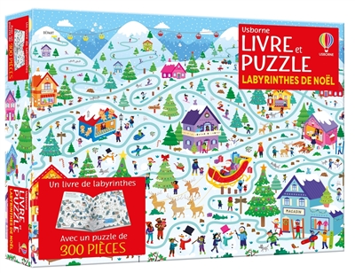 les labyrinthes de noël : coffret livre et puzzle