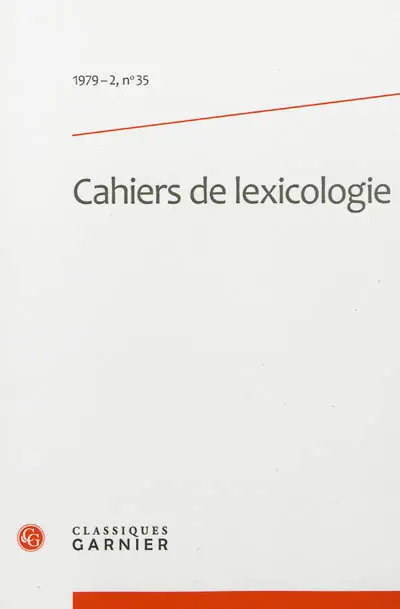 Cahiers de lexicologie, n° 35